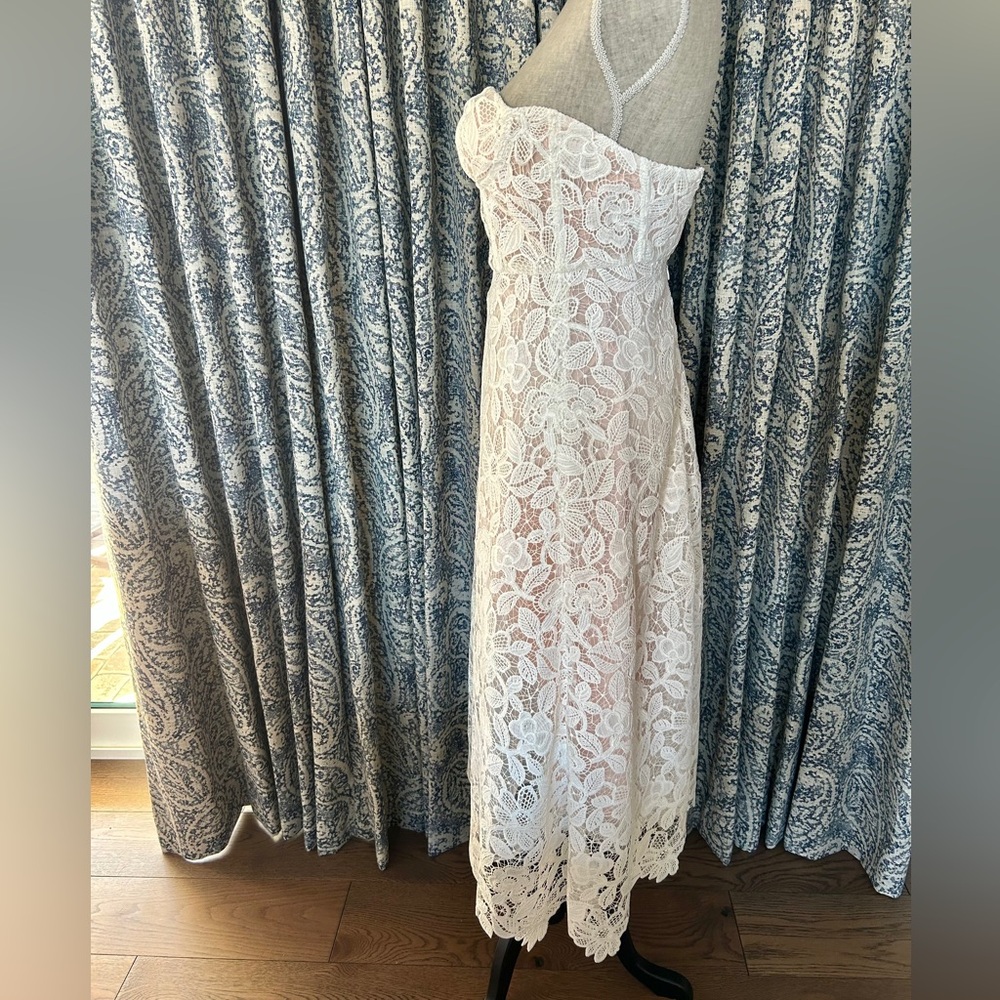 ANTHROPOLOGIE BHLDN Sachin & Babi Tate Midi Dress Floral Lace Strapless Size 2 - Picture 10 of 16